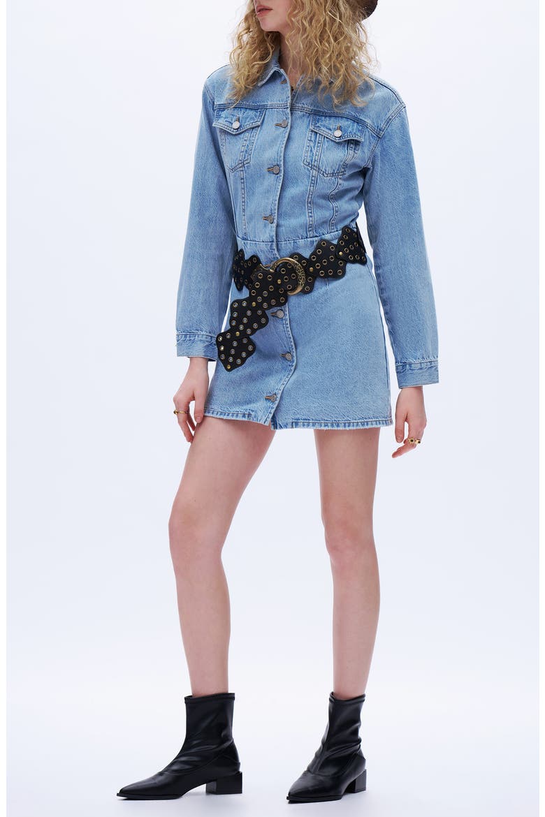 Long Sleeve Denim Minidress, Main, color, LIGHT BLUE