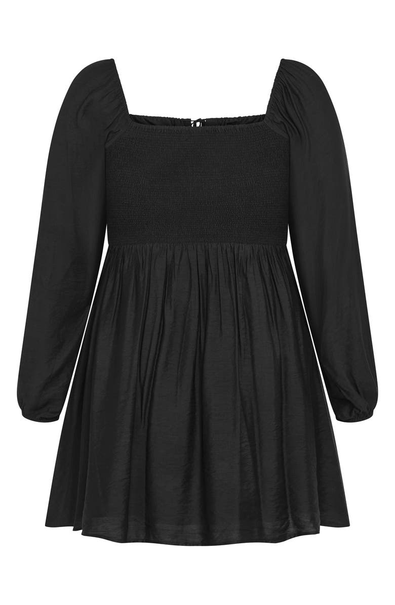 City Chic Abbie Smocked Back Minidress, Alternate, color, Black