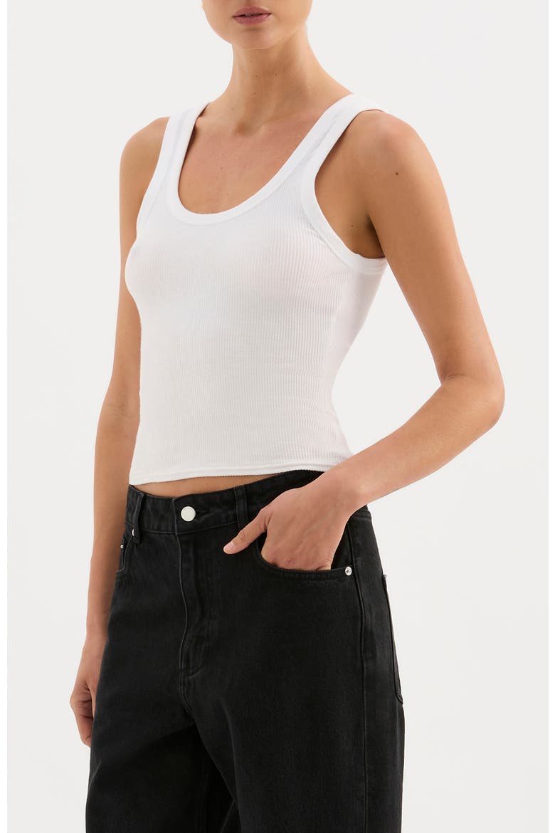 Rib Singlet Top, Alternate, color, White