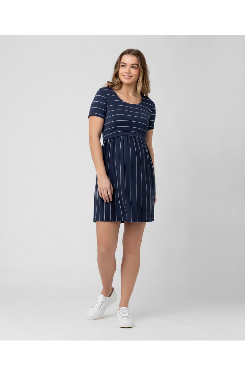 Ripe Maternity Crop Top Nursing Dress, Alternate, color, Indigo / White