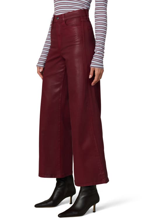 Joe's The Mia Coated High Waist Ankle Wide Leg Jeans In Burgundy