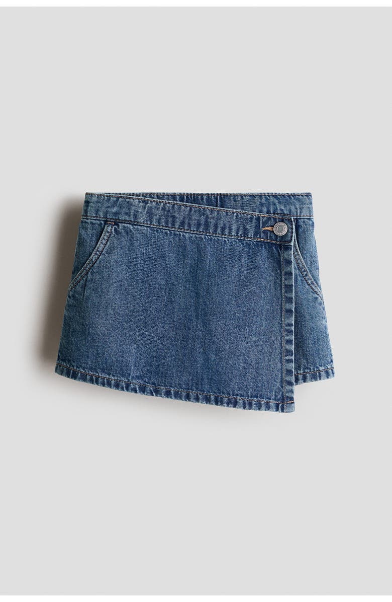 H&M Denim Wrap Skort, Main, color, Denim Blue