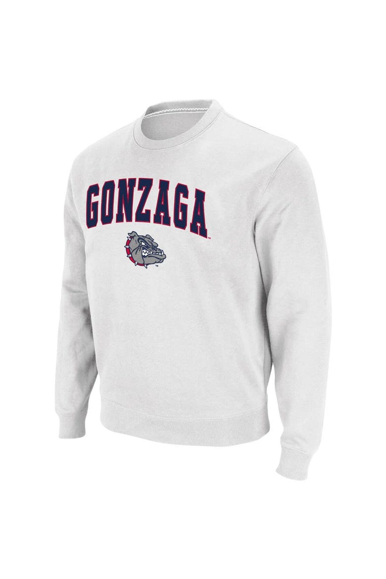 Men's Colosseum White Gonzaga Bulldogs Arch & Logo Tackle Twill Pullover Sweatshirt, Alternate, color, White