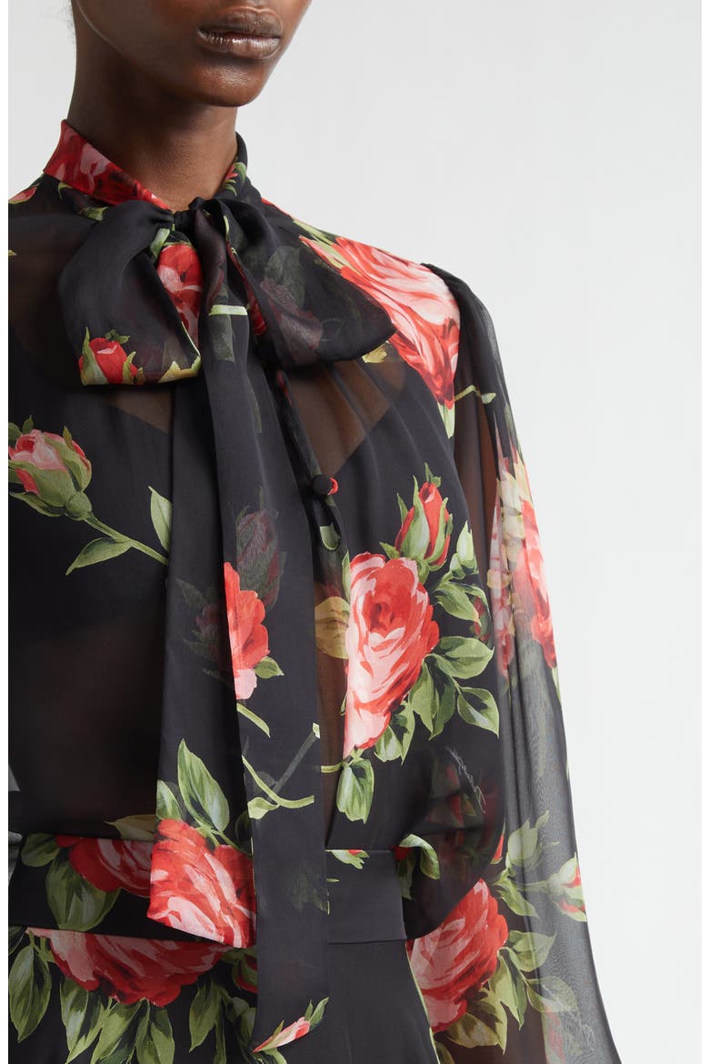 Bouquet Silk Chiffon Top, Alternate, color, BOUQUET ROSE F.NERO