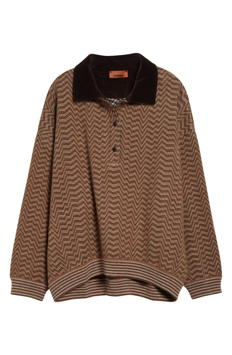 Missoni Zigzag Stripe Polo Sweater, Main, color, S01j5 Camel Tones