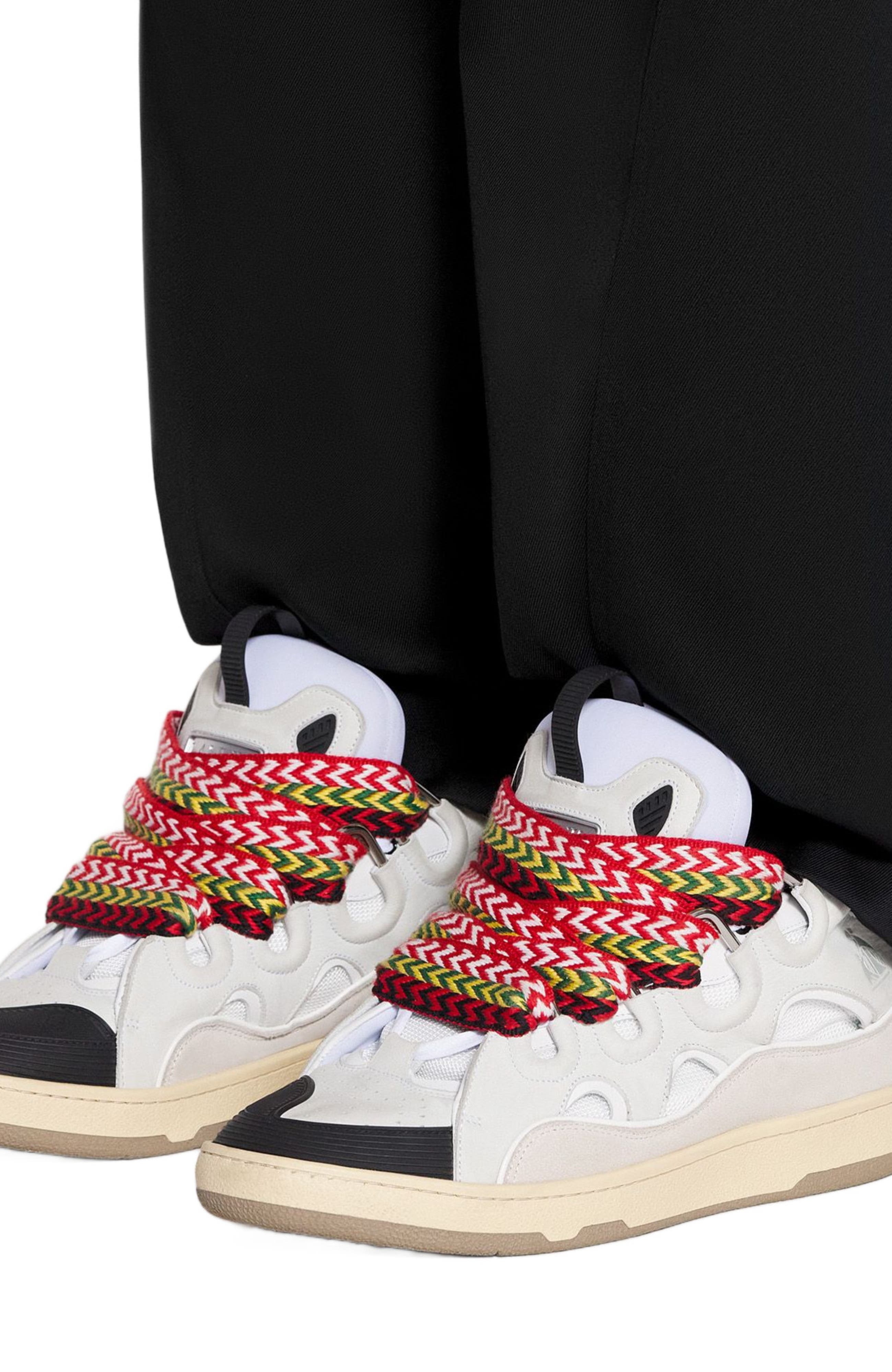 LEATHER CURB SNEAKERS, Alternate, color, WHITE