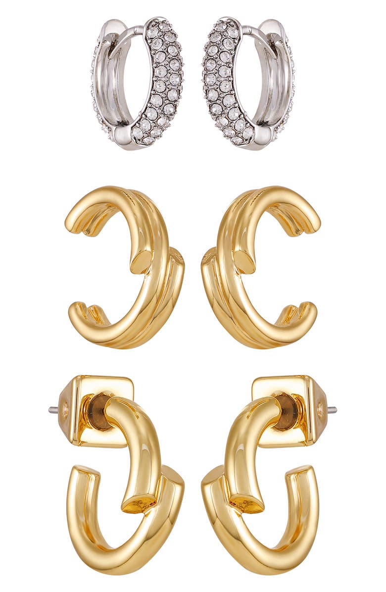 Vince Camuto Set of 3 Assorted Earrings, Main, color, Gold Tone