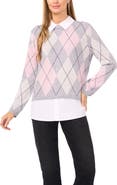 CeCe by Cynthia Steffe Pointelle Chevron Stripe Crewneck Sweater