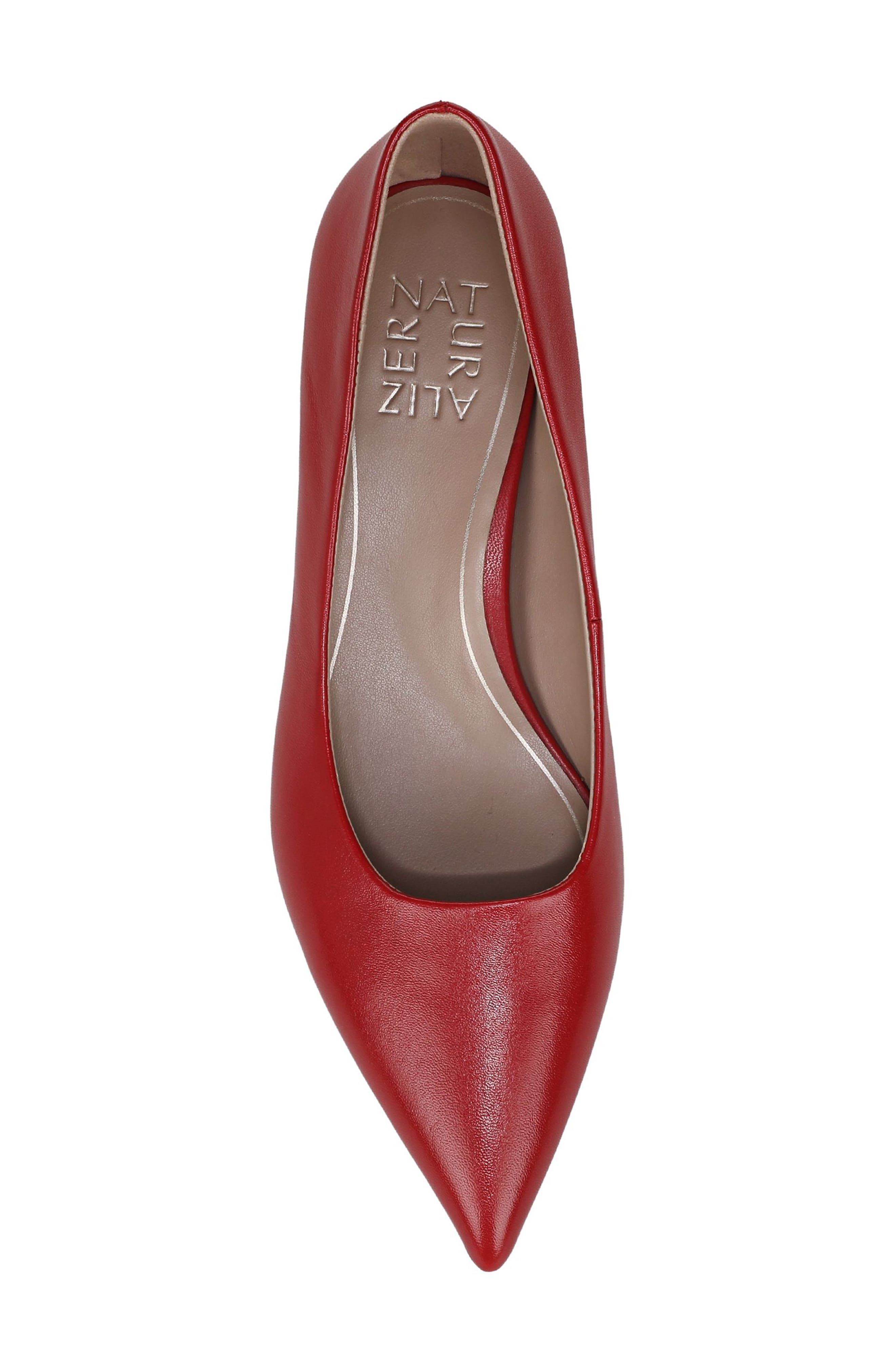 Naturalizer Natalia Pointed Toe Kitten Heel Pump, Alternate, color, Red Leather
