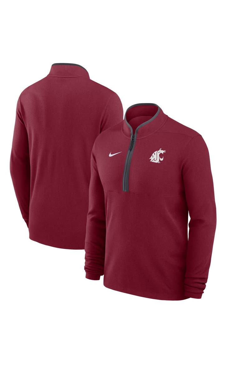 Men's Nike Crimson Washington State Cougars Coaches Courtside Basketball Victory Performance Quarter-Zip Top, Alternate, color, Crimson