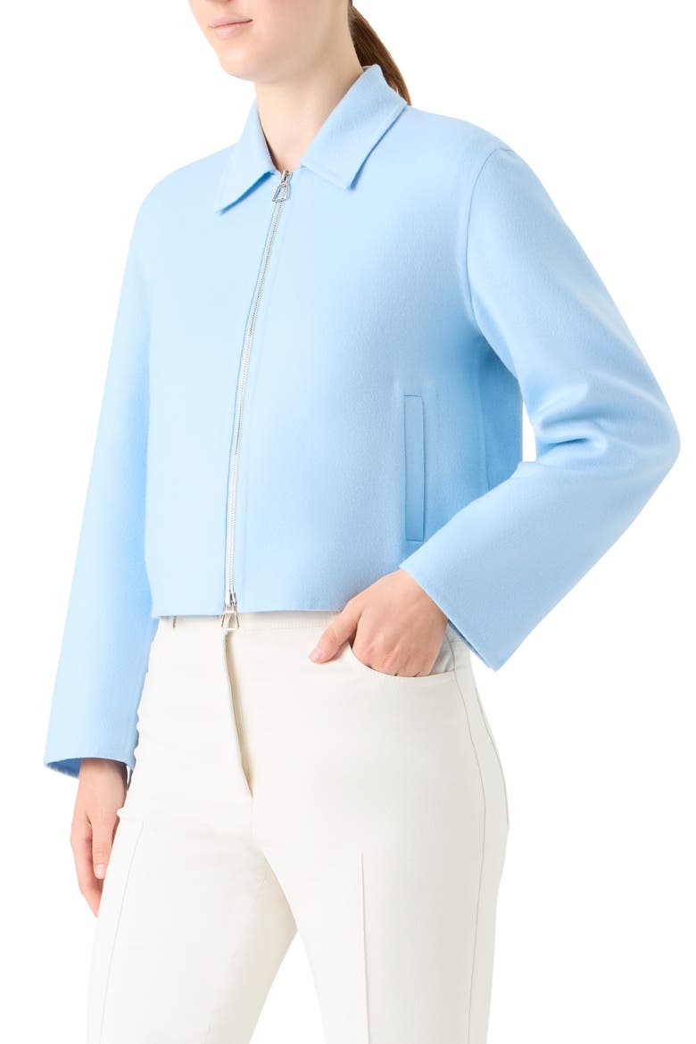 Harmony Cropped Cashmere Zip Front Jacket, Alternate, color, BLUE