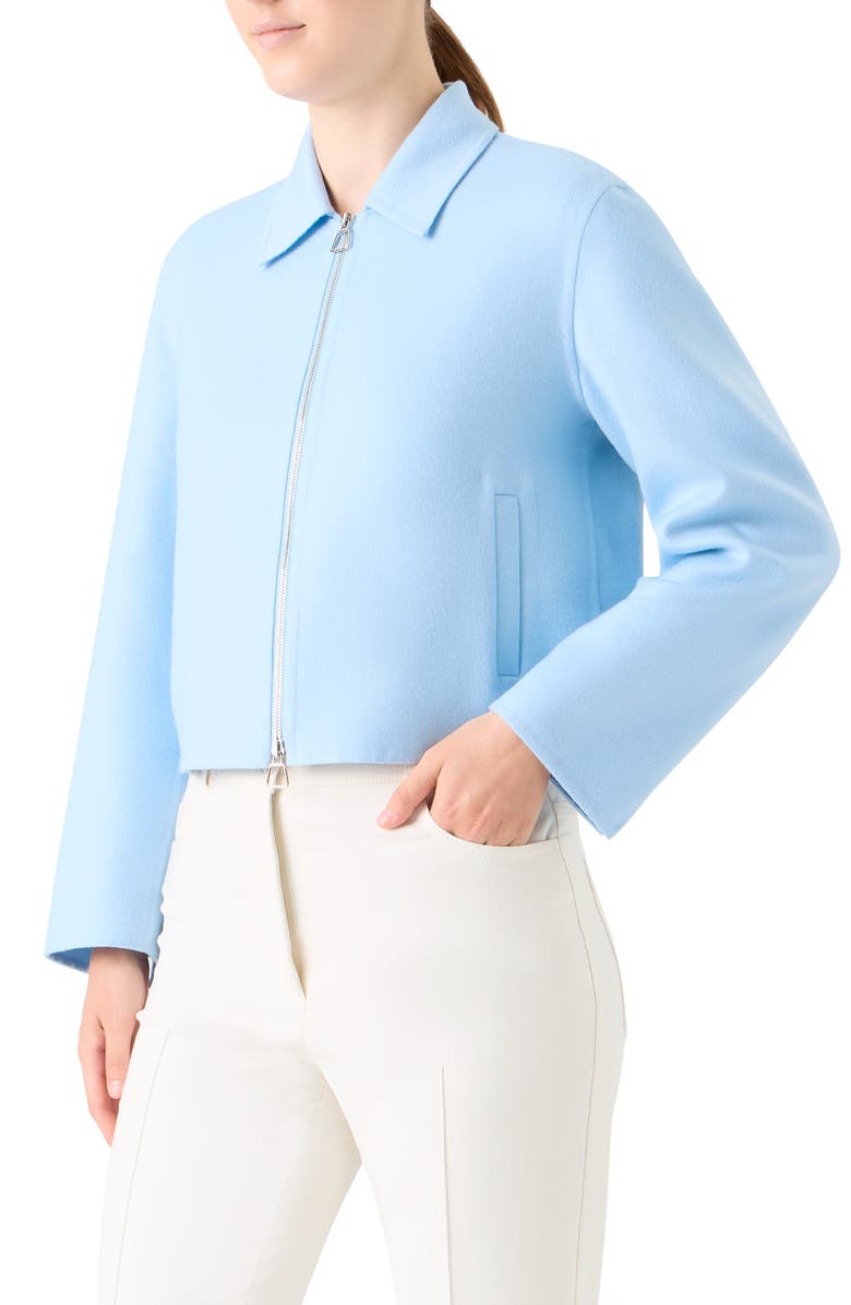 Akris Harmony Cropped Cashmere Zip Front Jacket, Alternate, color, Blue