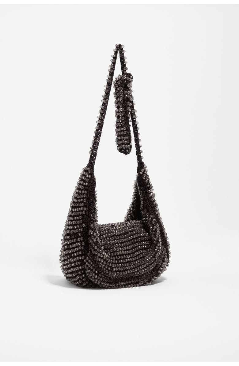 Bimba y Lola Small Beaded Crochet Bag, Main, color, Chocolate