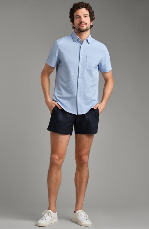 Rhone Commuter Seersucker Short Sleeve Button-up Shirt In Light Blue