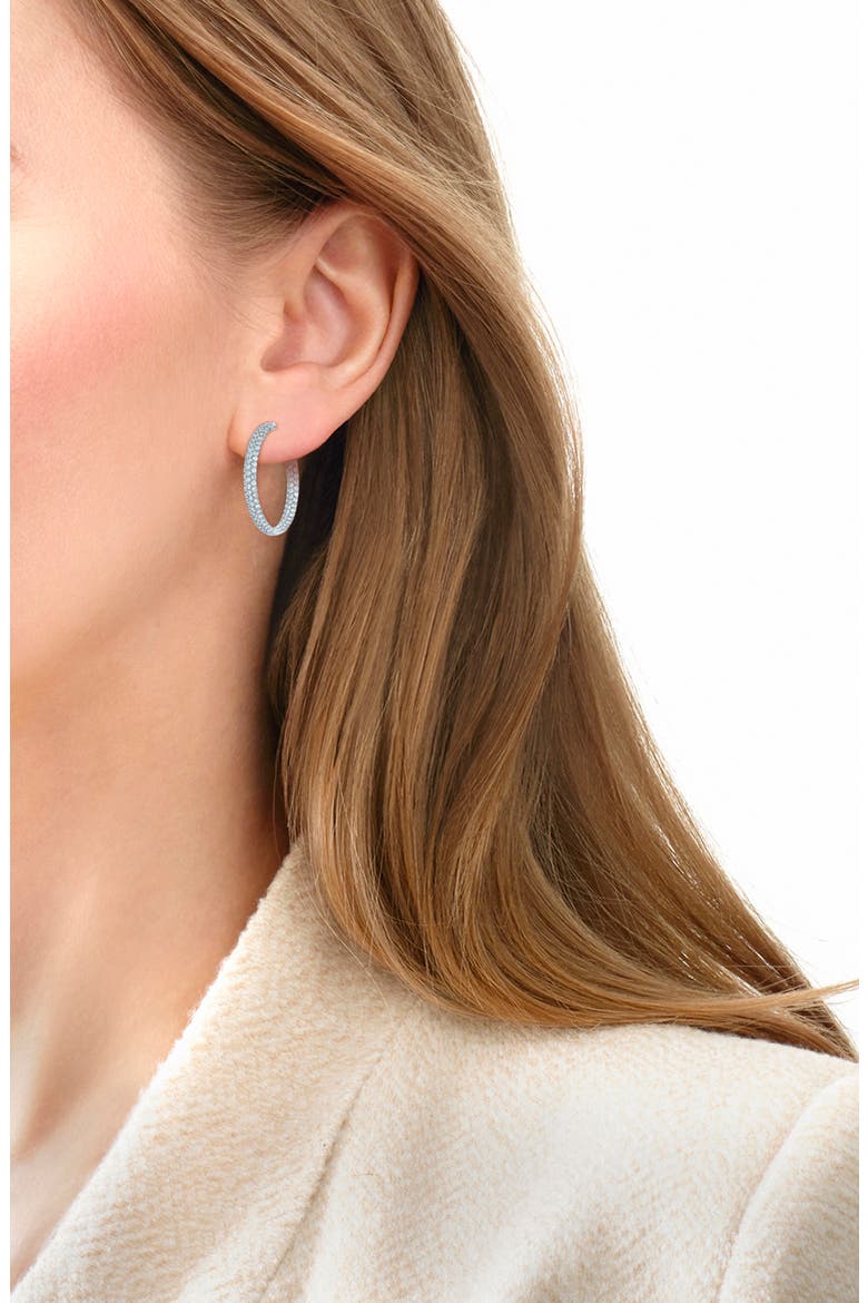 Moonlight Pavé Diamond Hoop Earrings, Alternate, color, WHITE GOLD