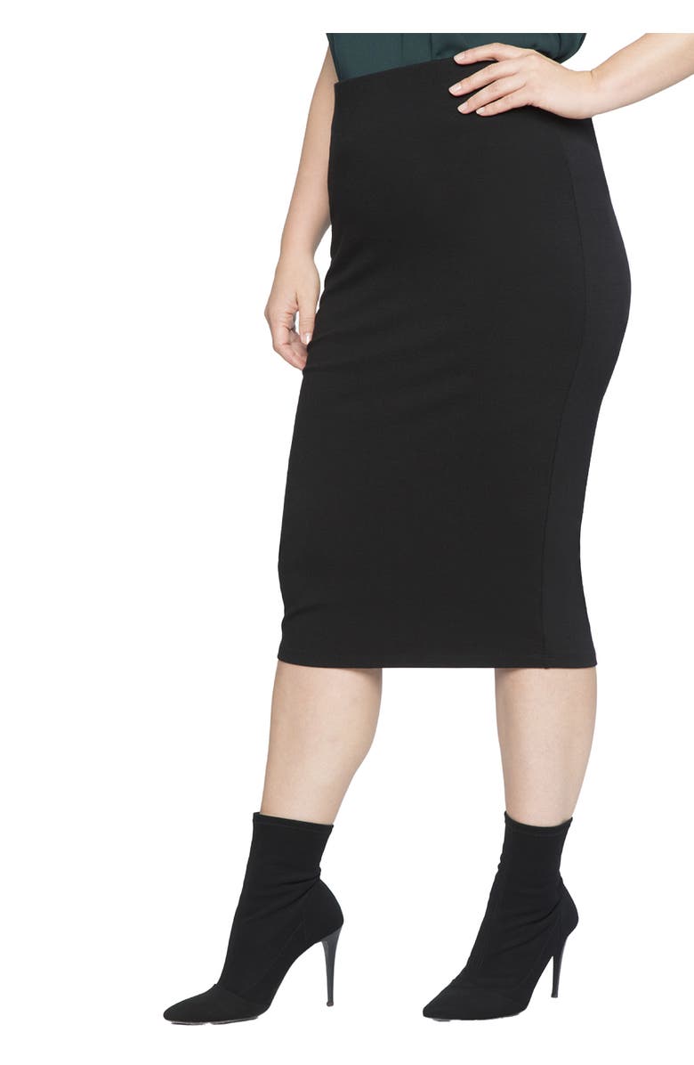 ELOQUII Knit Column Skirt, Main, color, Black