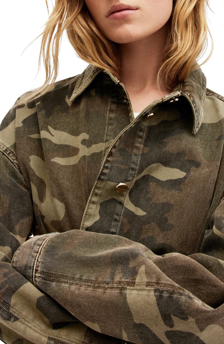 AllSaints Hettie Camo Shacket, Alternate, color, 