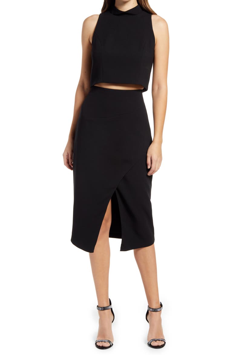 Juma Two Piece Sleeveless Sheath Dress, Main, color, BLACK