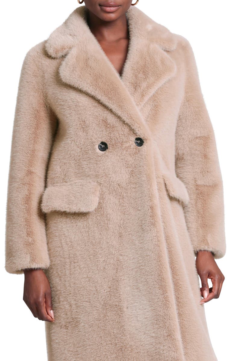 Avec Les Filles Relaxed Fit Longline Double Breasted Faux Mink Coat, Alternate, color,