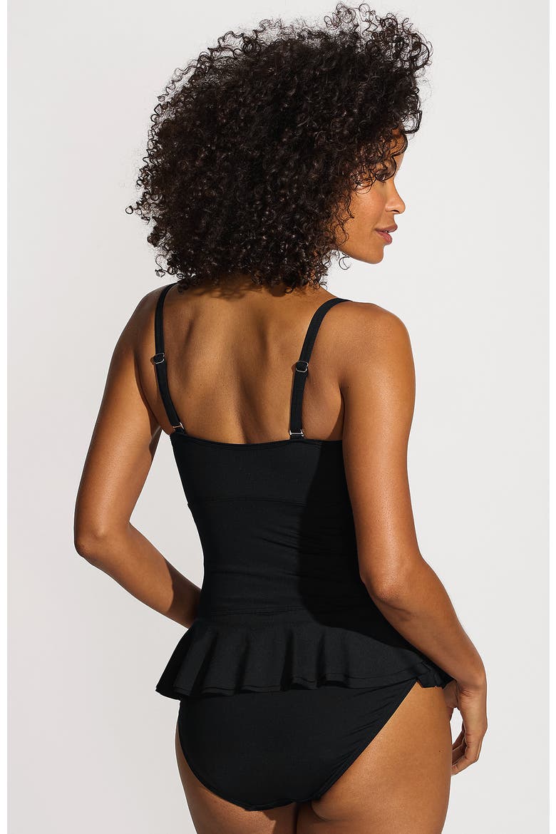 Sculpting Suit Ruffle Bandeau One Piece Swimsuit, Alternate, color, Black
