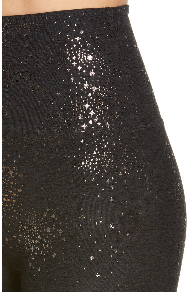 High Waist Midi Leggings, Alternate, color, DARKEST NIGHT-GOLD FOIL