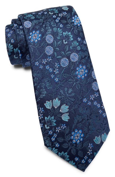 Laurier Floral Print Silk Tie