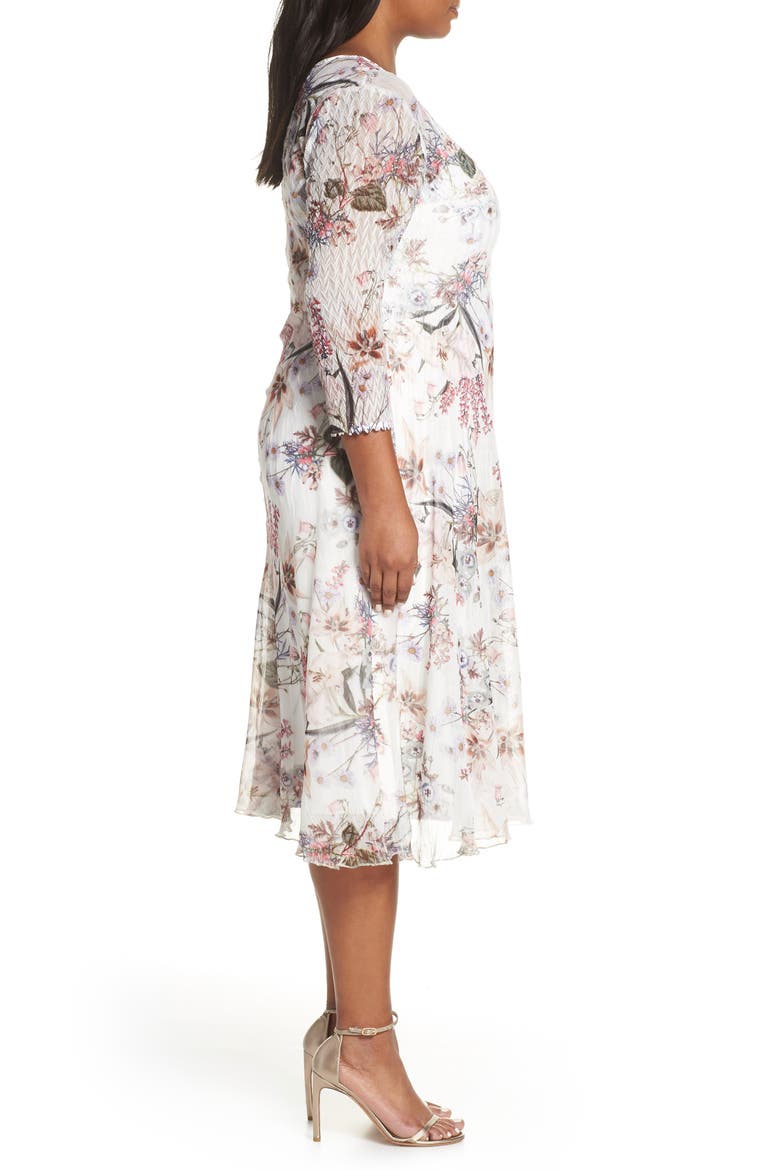 V-Neck Floral Print Chiffon Cocktail Dress, Alternate, color, SPRING ORCHARD