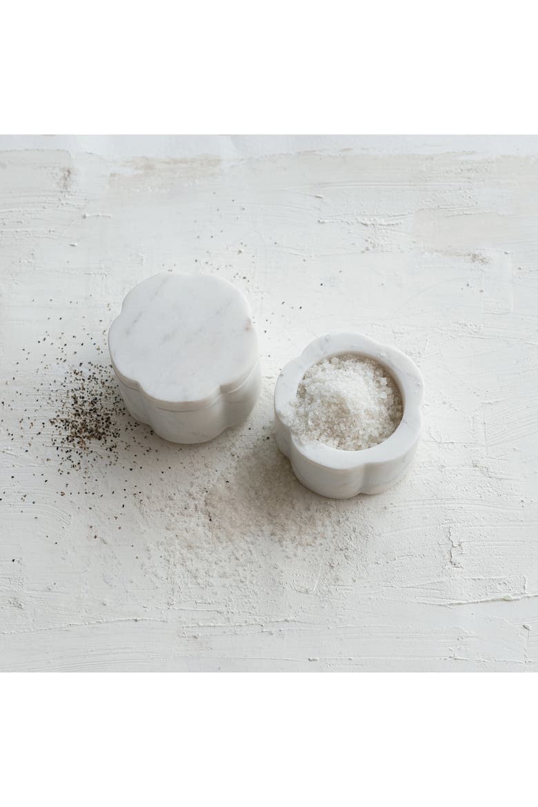 Elegant Marble Pinch Pot with Lid, Alternate, color, White