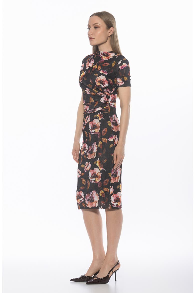 Santal Draped Sheath Dress, Alternate, color, BLACK WATERCOLOR