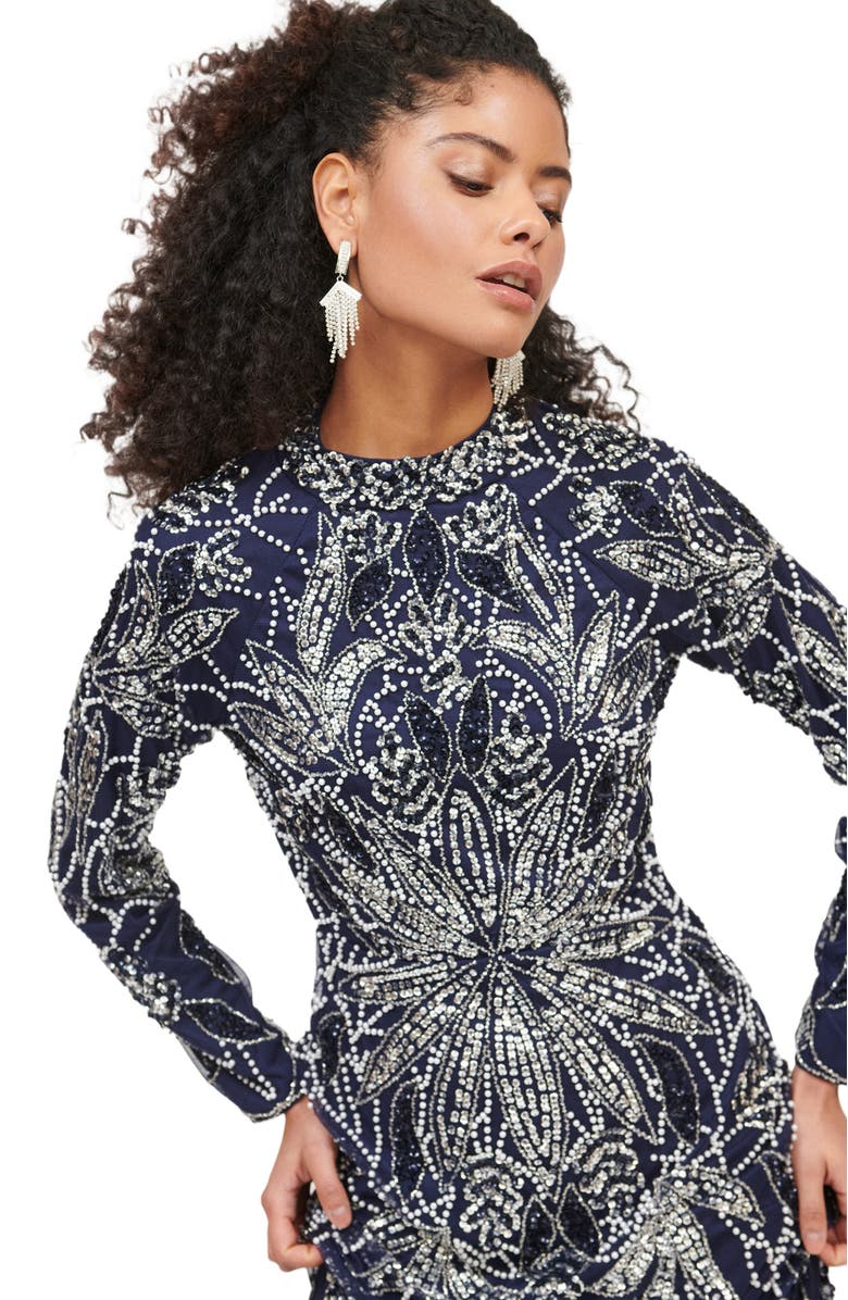 MARYISA Occasion Modest Embellished Sequin Beaded Evening Maxi Dress, Alternate, color,