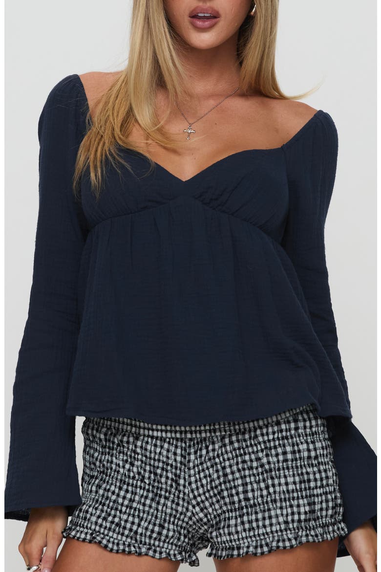 Khalea Long Sleeve Babydoll Top, Main, color, NAVY
