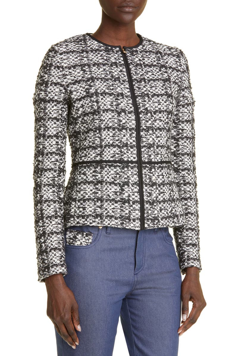 St. John Collection Cotton Blend Tweed Peplum Jacket, Alternate, color, 
