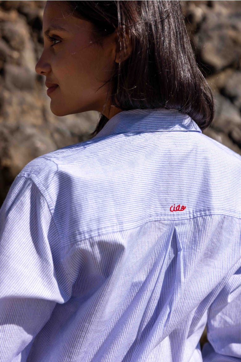Lido Midi Ciao Shirt Dress, Alternate, color, Light Blue Stripes