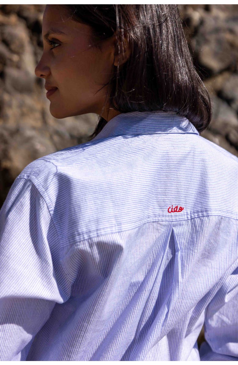 SITANO Lido Midi Ciao Shirt Dress, Alternate, color, Light Blue Stripes