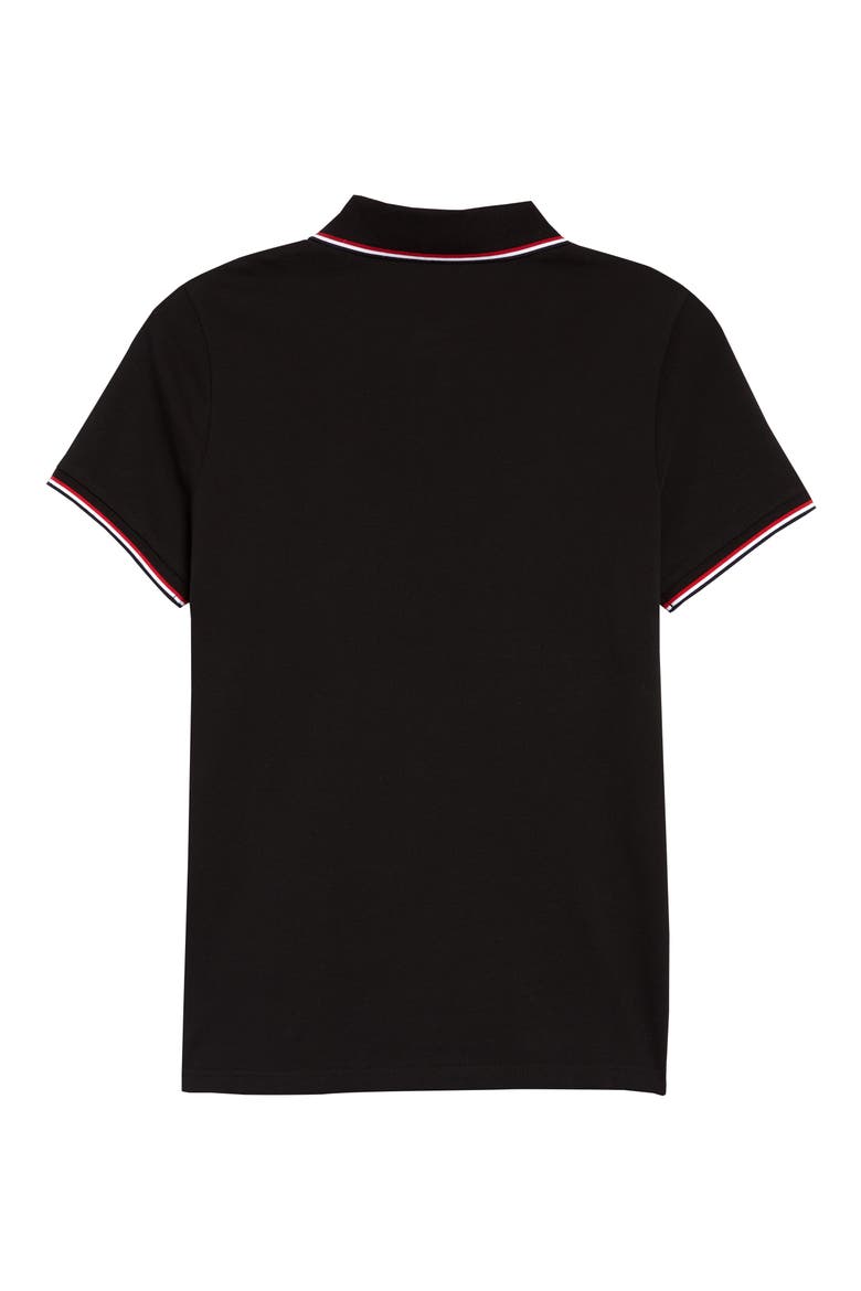 Black Short Sleeve Piqué Polo, Alternate, color, BLACK