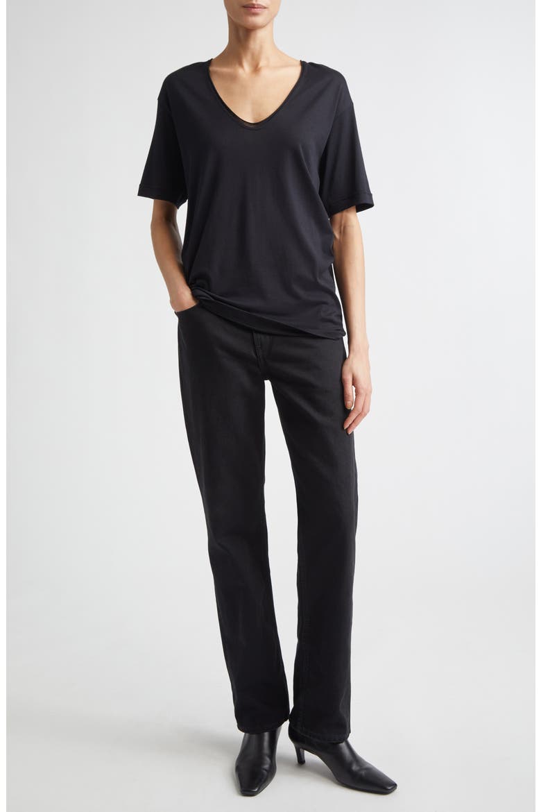 Low Rise Organic Cotton Straight Leg Jeans, Alternate, color, BLACK