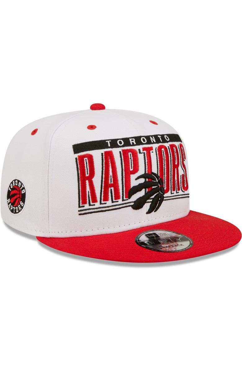 New Era Men's New Era White/Red Toronto Raptors Retro Title 9FIFTY Snapback Hat, Main, color, 