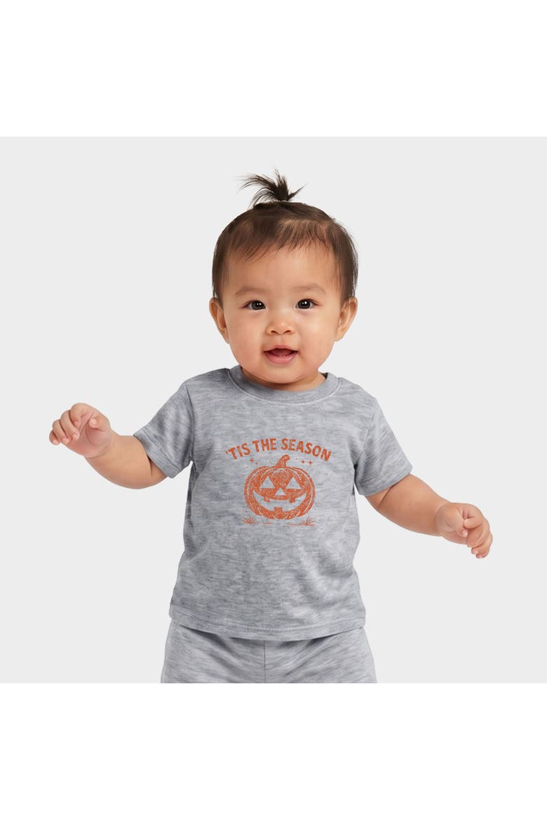 Tis The Season Jack O Lantern Infant Jogger Pant Crew Set, Main, color, Heather Grey
