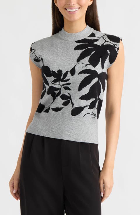 Floral Jacquard Sleeveless Sweater