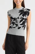 Ellen Tracy Floral Jacquard Sleeveless Sweater