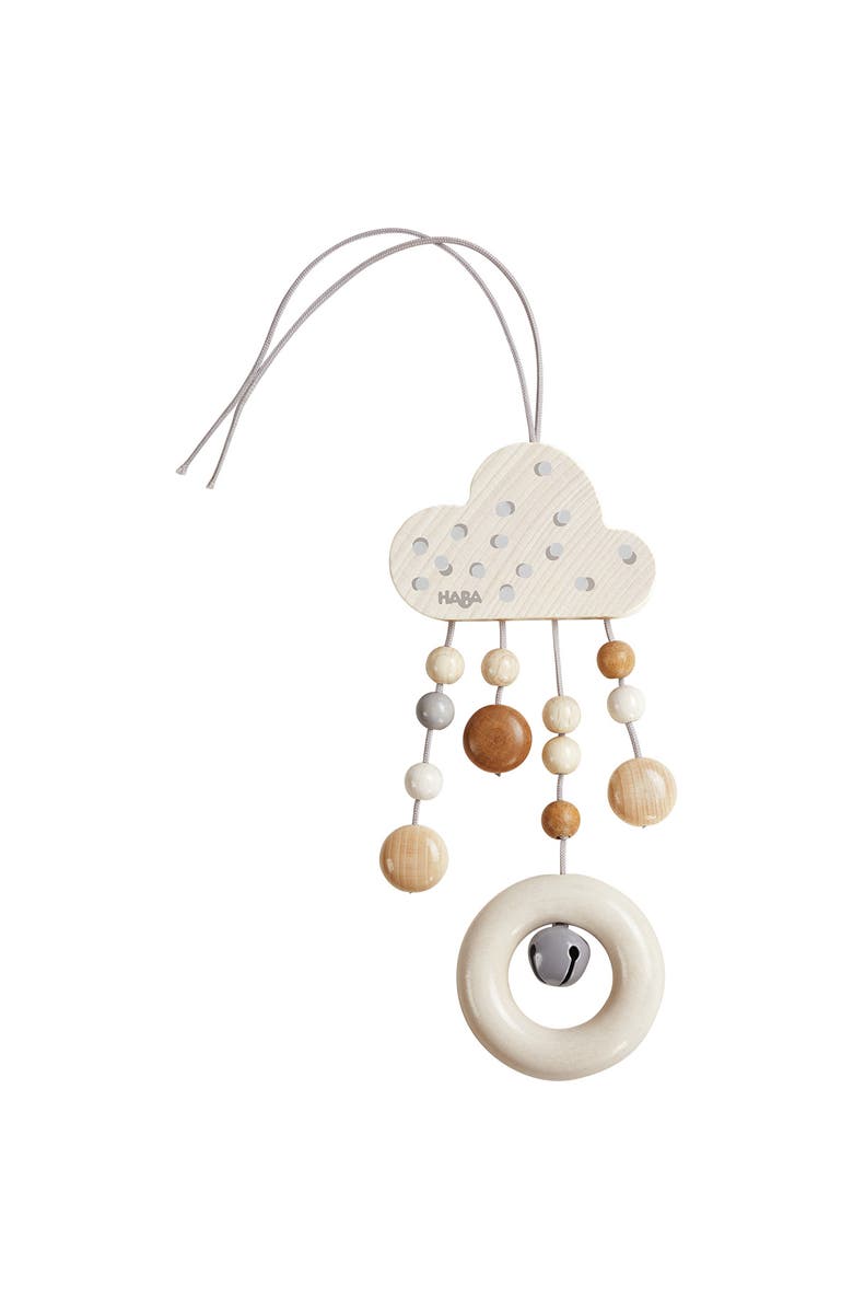 HABA Dangling Figure Dots - Natural Wooden Cloud with Dangling Wooden Grasping Ring, Main, color, 