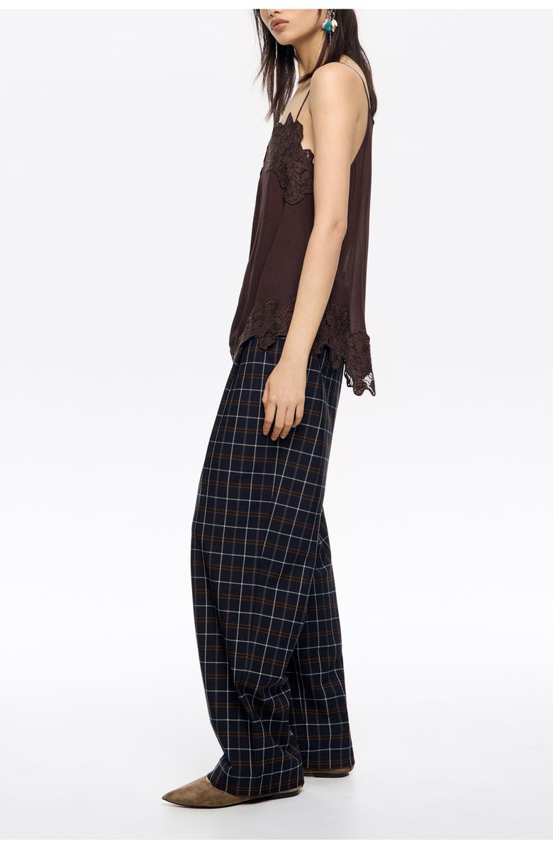 Bimba y Lola Straight Chequered Trousers, Alternate, color, Navy