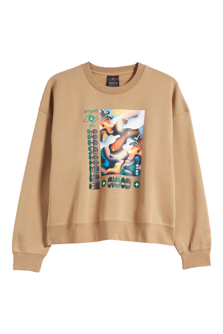 x Jordan Moss Brooklyn Fleece Graphic Sweatshirt, Main, color, DARK DRIFTWOOD