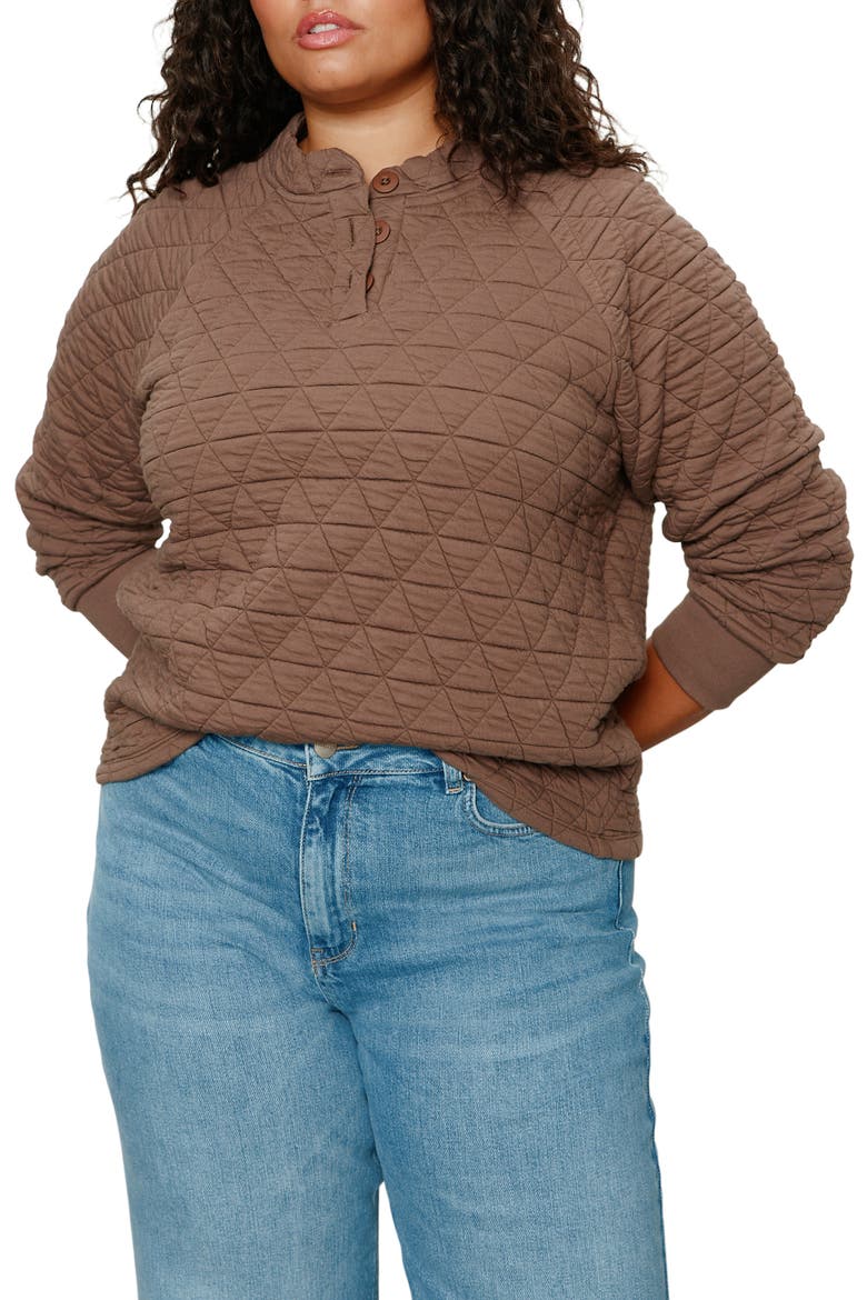 Quilted Popover Top, Alternate, color, MOREL BROWN
