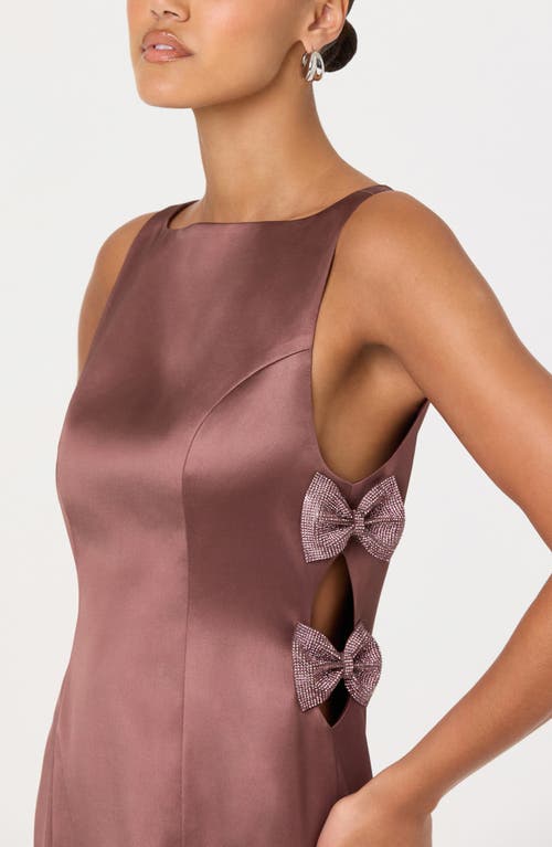 Astr The Label Kinsey Embellished Bow Satin Minidress In Brown