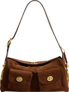 COACH Turnlock Haversack Suede Shoulder Bag