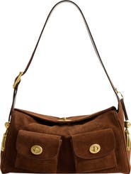 COACH Turnlock Haversack Suede Shoulder Bag