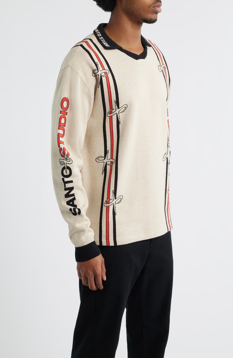 SANTO STUDIO Flying Logo Soccer Sweater, Alternate, color, Cream