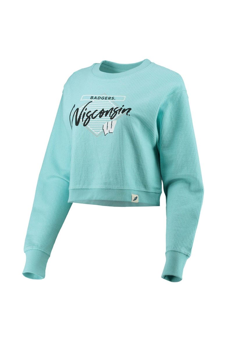 Women's League Collegiate Wear Light Blue Wisconsin Badgers Corded Timber Crop Pullover Sweatshirt, Alternate, color, Light Blue
