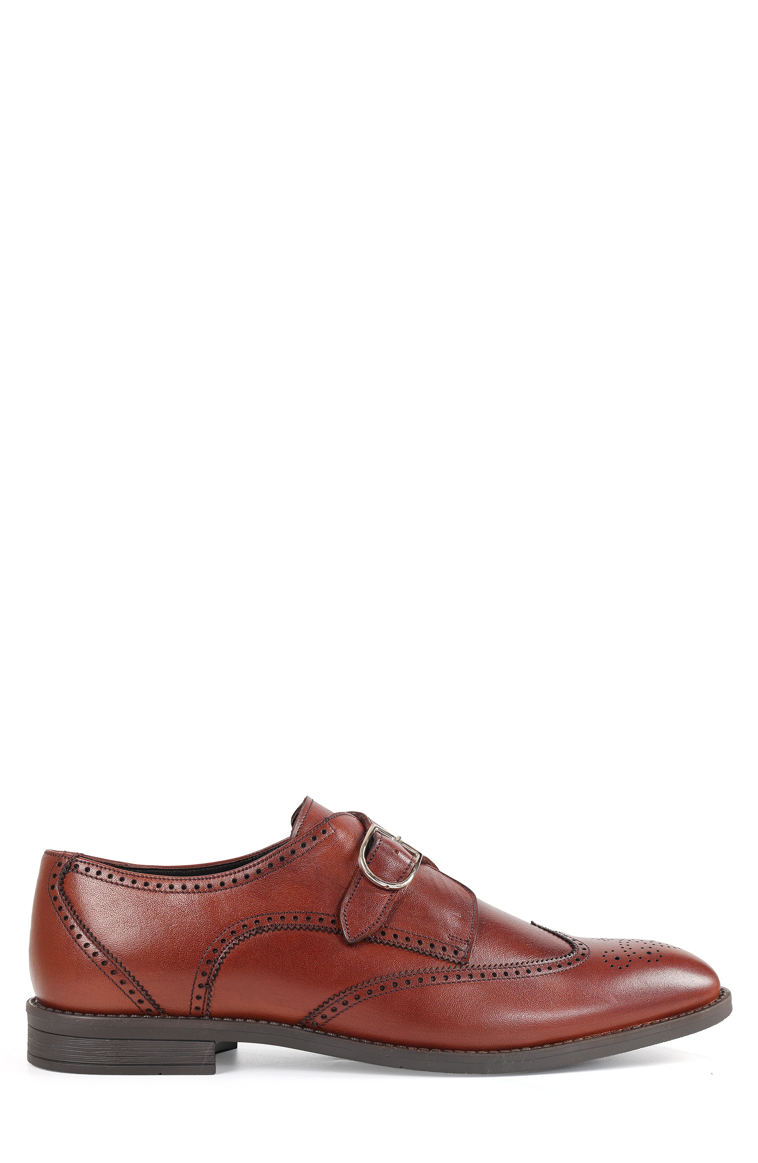Oregon Wingtip Monk Strap Shoe, Alternate, color, COGNAC